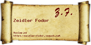 Zeidler Fodor névjegykártya